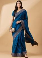 Tissue Slub Blue Party Wear Sequence Work Saree